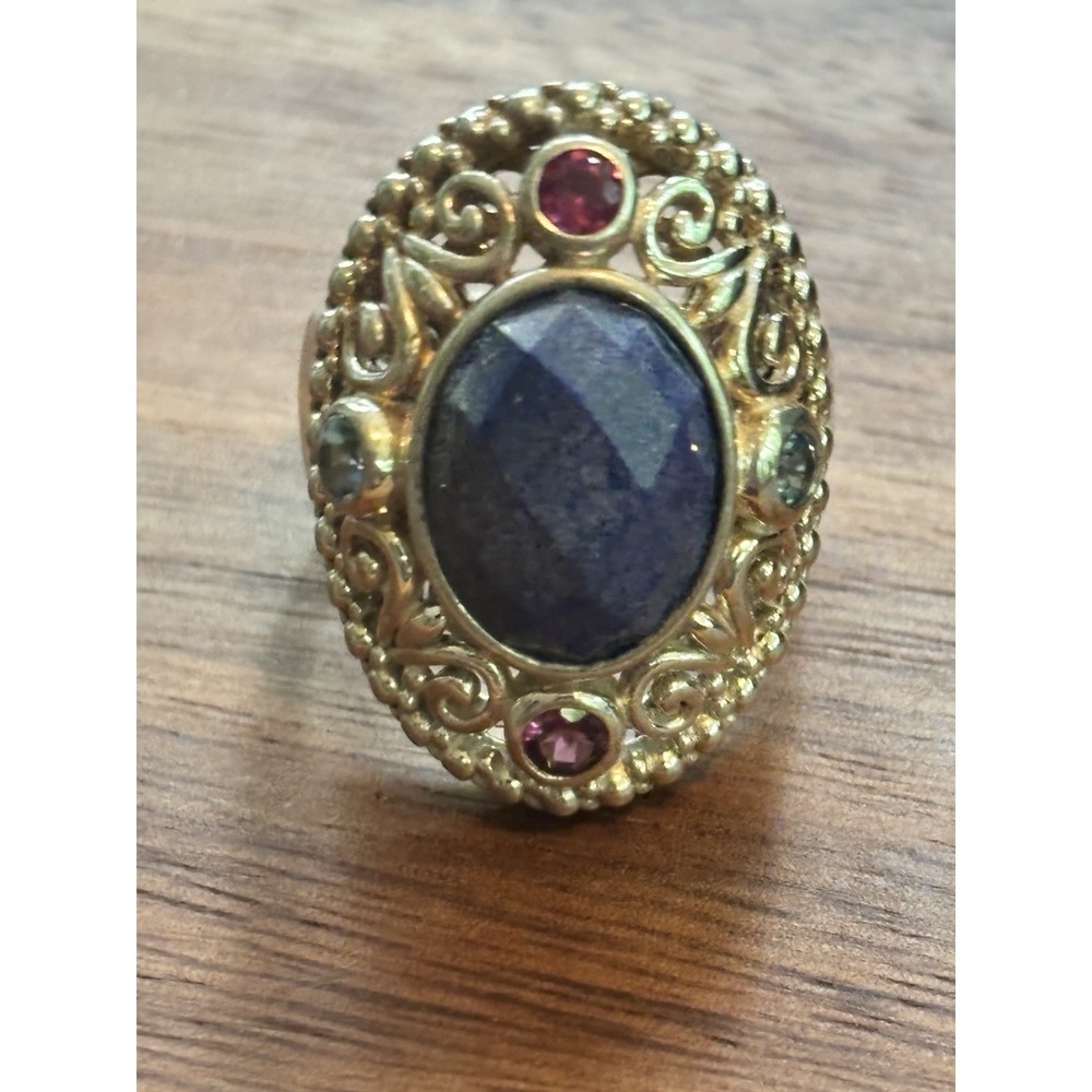 JOYA Judy Crowell Genuine Lapis Lazuli, Rhodolite Garnet, Blue Topaz Ring size 6